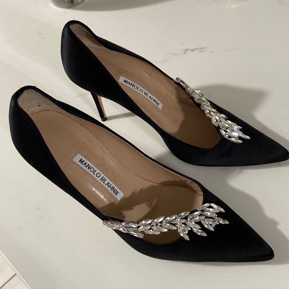 Manolo Blahnik black satin